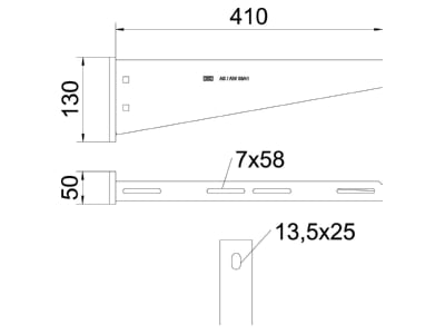 Mazeichnung 2 OBO AW 55 41 A4 Wand  und Stielausleger B 410mm