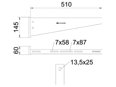 Mazeichnung 2 OBO AW 55 51 A4 Wand  und Stielausleger B 510mm