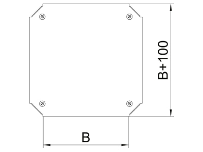 Dimensional drawing 1 OBO DFKM 100 FS Cross cover for cable tray 100mm
