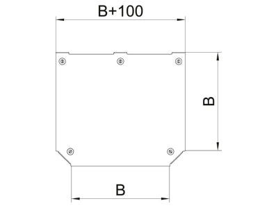 Dimensional drawing 1 OBO DFTM 200 FS Tee cover for cable tray 200mm
