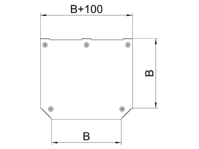 Dimensional drawing 2 OBO DFTM 200 FS Tee cover for cable tray 200mm