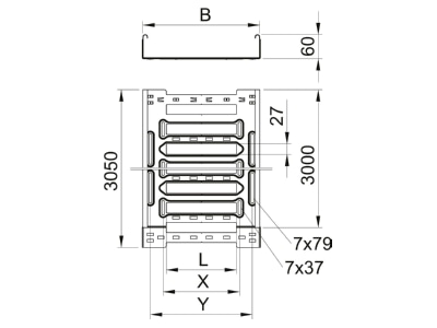 Dimensional drawing 2 OBO MKSM 620 FT Cable tray 60x200mm