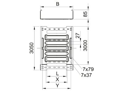 Mazeichnung 2 OBO MKSM 840 FS Kabelrinne 85x400x3050mm