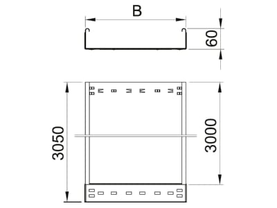 Mazeichnung 2 OBO MKSMU 650 FS Kabelrinne 60x500x3050mm