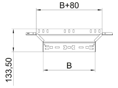 Dimensional drawing 1 OBO RAAM 110 FS Add on tee for cable tray  solid wall 
