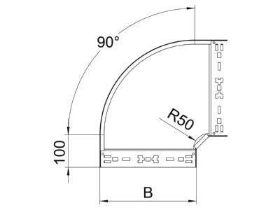 Mazeichnung 2 OBO RBM 90 610 A4 Bogen 90 Grad 60x100mm