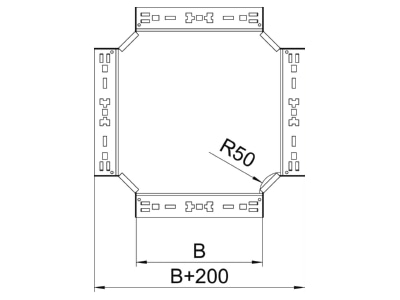 Dimensional drawing 1 OBO RKM 110 FS Cross piece for cable tray 110x100mm
