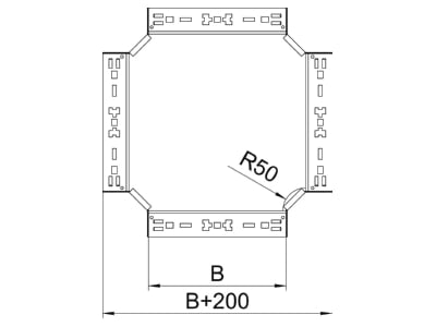 Dimensional drawing 1 OBO RKM 110 FS Cross piece for cable tray 110x100mm
