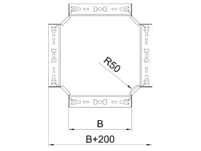 Dimensional drawing 2 OBO RKM 610 FS Cross piece for cable tray 60x100mm