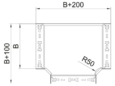 Masszeichnung 2 OBO RTM 110 FS T Abzweigstueck 110x100mm