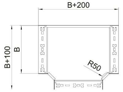 Masszeichnung 2 OBO RTM 150 FS T Abzweigstueck 110x500mm