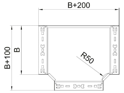 Dimensional drawing 2 OBO RTM 615 FS Tee for cable tray  solid wall  150x60mm