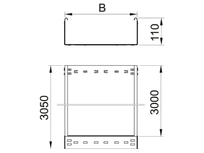 Dimensional drawing 2 OBO SKSMU 110 FT Cable tray 110x100mm