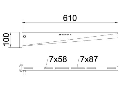 Dimensional drawing 1 OBO AS 30 61 FT Profile console for cable support
