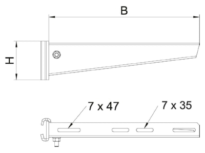 Dimensional drawing 2 OBO AS 30 61 FT Profile console for cable support