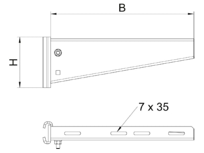 Dimensional drawing 1 OBO AS 55 21 FT Profile console for cable support
