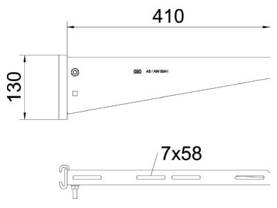 Dimensional drawing 1 OBO AS 55 41 FT Profile console for cable support
