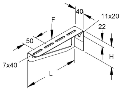 Maßzeichnung Niedax KTAM 300 F Haengestiel u  Wandausleger 82x320mm 1 5kN