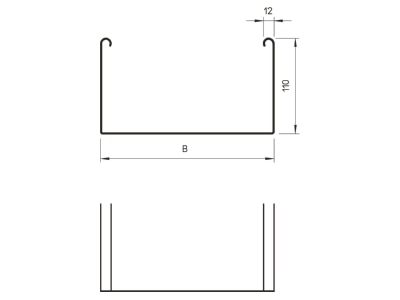 Dimensional drawing 1 OBO SKSU 140 FS Cable tray 110x400mm
