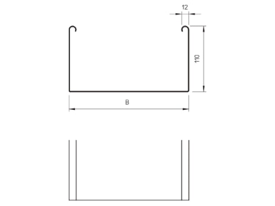 Dimensional drawing 2 OBO SKSU 140 FS Cable tray 110x400mm