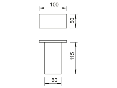 Dimensional drawing 1 OBO KU 7 AOX FT Head plate for support profile rail
