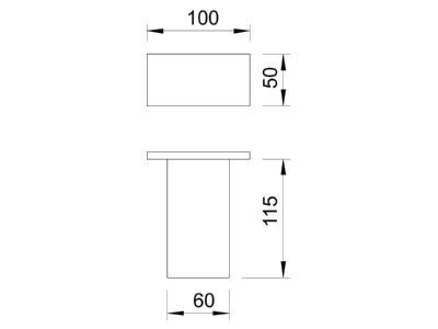 Dimensional drawing 2 OBO KU 7 AOX FT Head plate for support profile rail