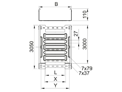 Dimensional drawing 1 OBO MKSM 110 A2 Cable tray 110x100mm MKSM 110 VA4301
