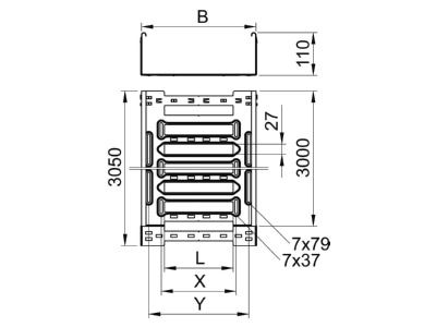 Dimensional drawing 2 OBO MKSM 110 A2 Cable tray 110x100mm MKSM 110 VA4301