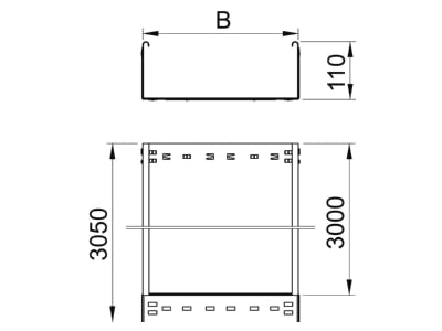 Dimensional drawing 1 OBO MKSMU 130 A2 Cable tray 110x300mm MKSMU 130 VA4301
