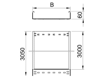 Dimensional drawing 1 OBO MKSMU 610 A2 Cable tray 60x100mm MKSMU 610 VA4301
