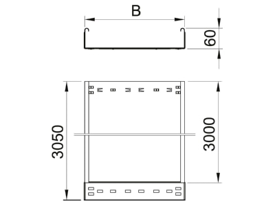 Dimensional drawing 2 OBO MKSMU 610 A2 Cable tray 60x100mm MKSMU 610 VA4301