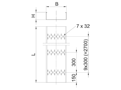 Dimensional drawing 2 OBO BKRS 1010 FS Cable tray 100x100mm