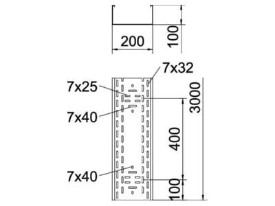 Mazeichnung 1 OBO BKRS 1020 FS Kabelrinne BKRS begehbar