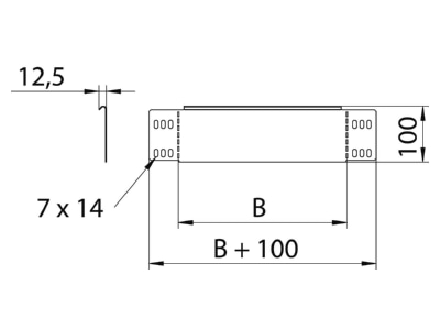 Dimensional drawing 2 OBO RWEB 1010 FS End piece for cable tray  solid wall 