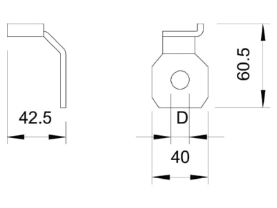 Mazeichnung 1 OBO 485 M10 Anschlusslasche Parex D 11mm