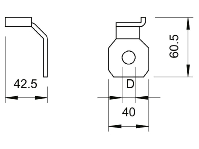 Mazeichnung 2 OBO 485 M10 Anschlusslasche Parex D 11mm