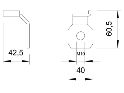 Mazeichnung 3 OBO 485 M10 Anschlusslasche Parex D 11mm