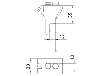 Dimensional drawing 1 OBO AH 35 A2 Clamp for cover cable support system AH 35 VA4301
