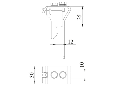 Dimensional drawing 2 OBO AH 35 A2 Clamp for cover cable support system AH 35 VA4301