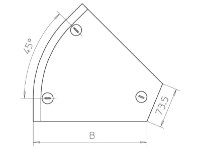 Dimensional drawing 1 OBO DFB 45 100 DD Bend cover for cable tray 100mm
