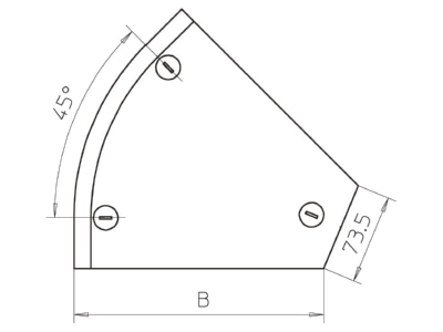 Dimensional drawing 2 OBO DFB 45 100 DD Bend cover for cable tray 100mm