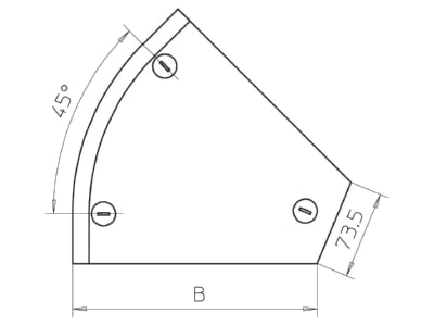 Dimensional drawing 2 OBO DFB 45 150 DD Bend cover for cable tray 150mm