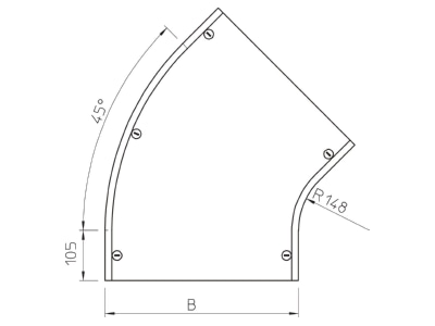 Dimensional drawing 2 OBO DFB 45 500 DD Bend cover for cable tray 500mm