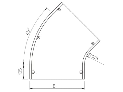 Dimensional drawing 2 OBO DFB 45 550 DD Bend cover for cable tray 550mm