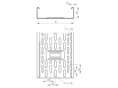 Dimensional drawing 2 OBO DKS 630 FT Cable tray 60x300mm