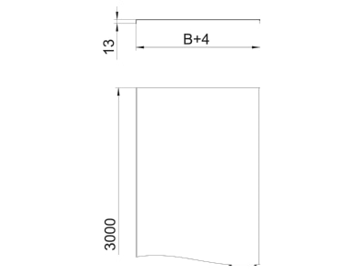 Dimensional drawing 2 OBO DRLU 600 A4 Cover for cable support system 600mm DRLU 600 VA4571