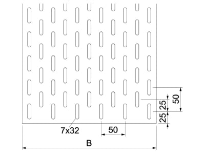 Dimensional drawing 2 OBO ELB L 60 FS Insert plate for cable ladder 600mm