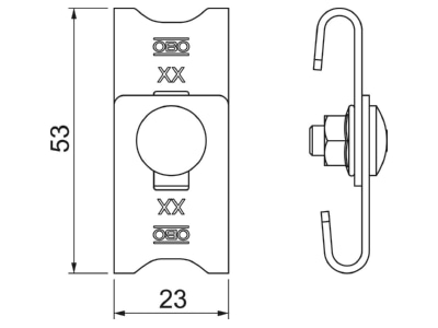 Dimensional drawing 1 OBO GEV 36 A4 Corner connector for cable support GEV 36 VA4401 SP
