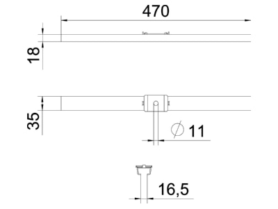 Dimensional drawing 2 OBO GMS 470 FS Wall   ceiling bracket for cable tray