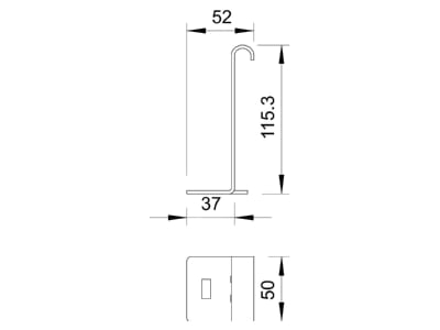 Dimensional drawing 1 OBO LAS 110 FS Connector for cable support Steel
